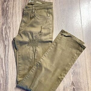 Slimmy Olive Green Distressed Jeans